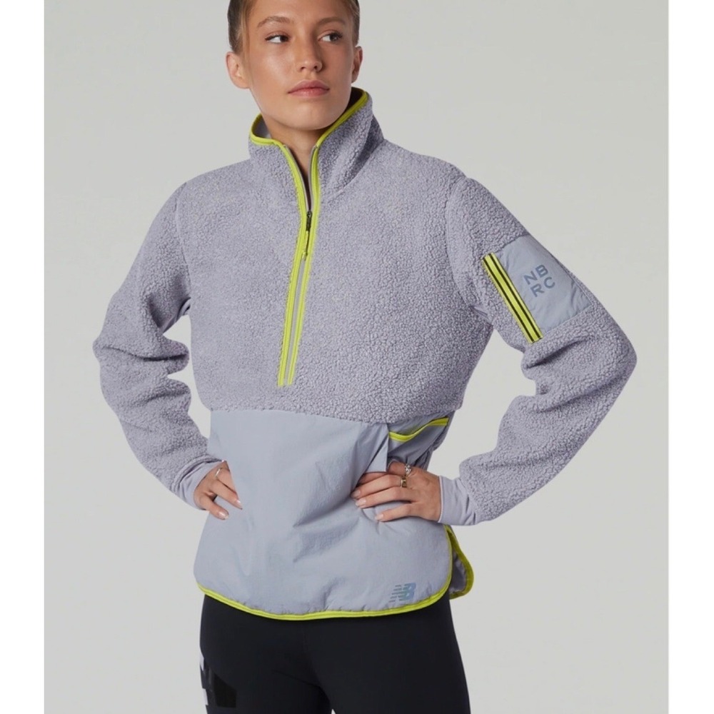 New Balance Q-Speed Sherpa Anorak Med Gray Water‎ Resistant Long Sleeve Pockets